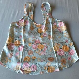 Violets Roses Floral Tank Top Medium satin‎ smooth vintage Womens sleep